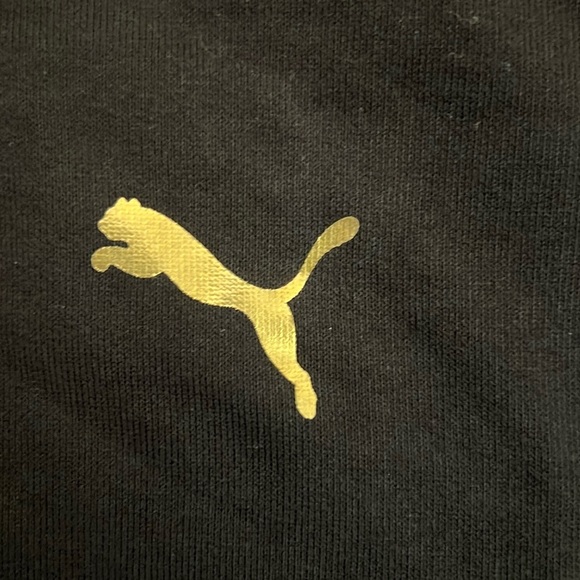 New Puma AS Cropped Hoodie Pullover Sweatshirt Black/Noir White Stripe Small - Picture 2 of 11